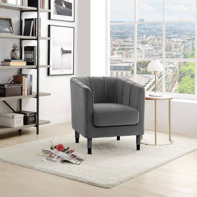 Fauteuil cabriolet moderne en velours Maryland